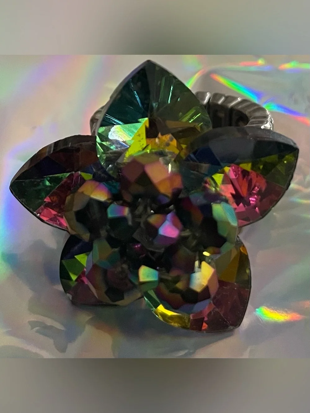 Crystal Floral Statement Brooch - Ring Multi-Color